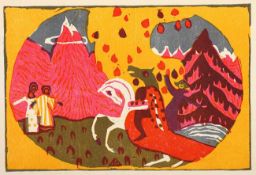 KANDINSKY, Wassily, "Berge", Farbholzschnitt aus Klänge, 12 x 17,5, Galerie Maeght/Paris, 1951, vgl.
