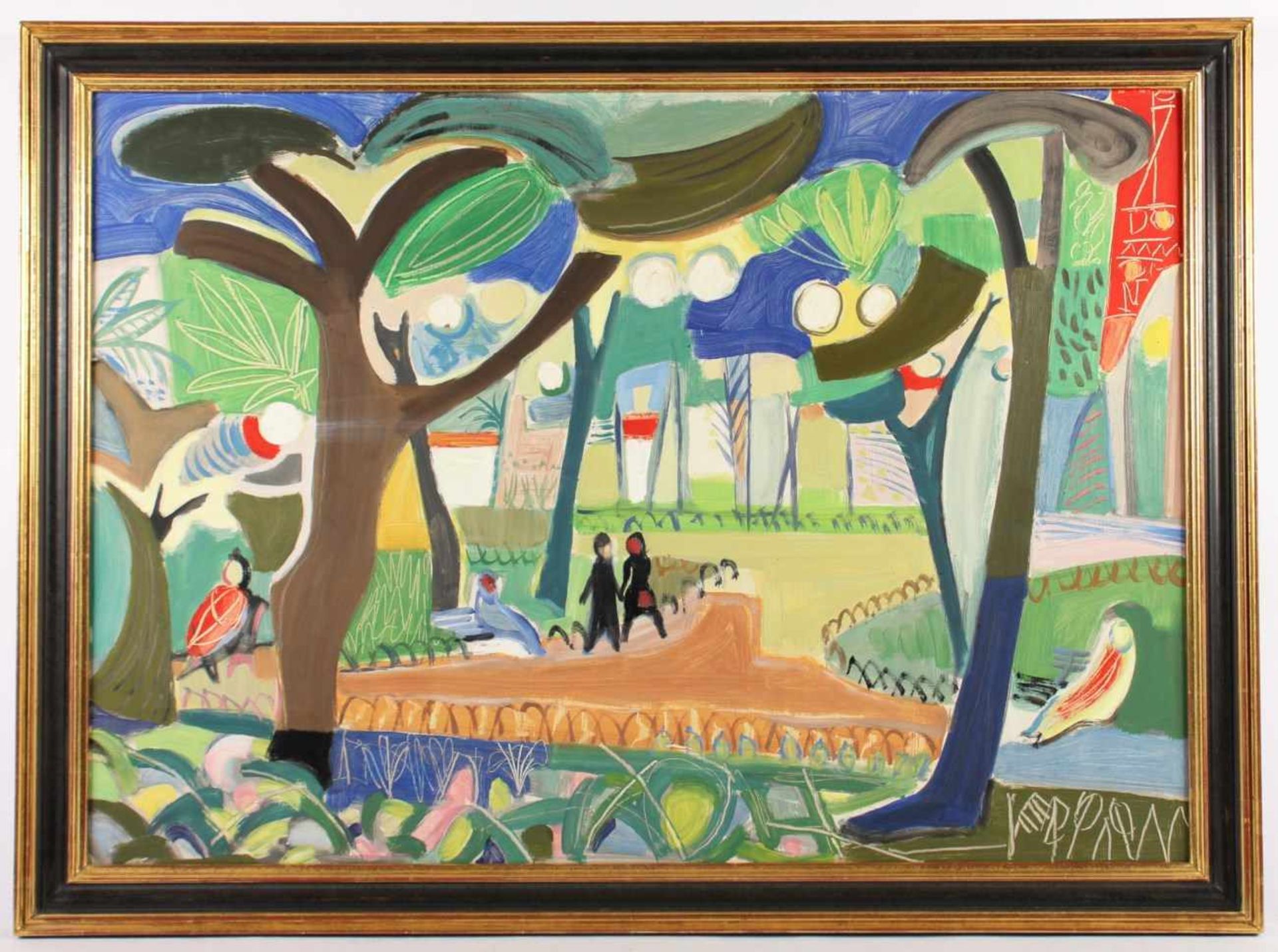 KLUMBIES, Heinrich, "Am Abend", Öl/Hartfaser, 75 x 80, verso auf altem Etikett bez., 1954,