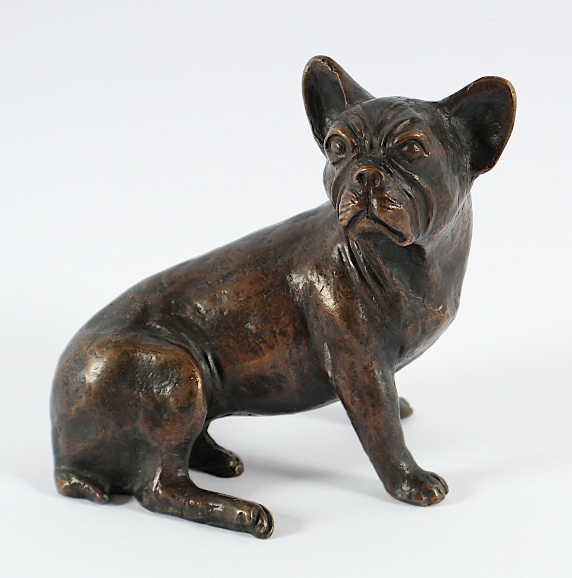 LWOWSKI, Vera, "Kleine französische Bulldogge", Bronze, H 12,5 unterseitig signiert, 1998,
