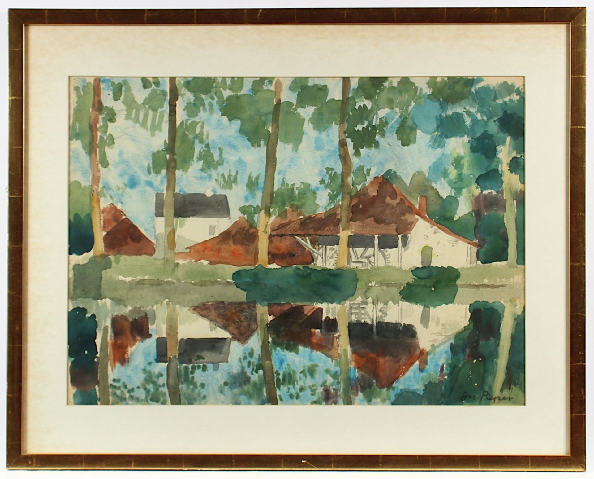 PIEPER, Josef, "Wassermühle", Aquarell/Papier, 51 x 71, unten rechts signiert, R. - Bild 2 aus 2