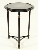 SIDETABLE, Metall, schwarz lackiert, H 75, Dm 56, wohl MAISON JANSEN, M.20.Jh.