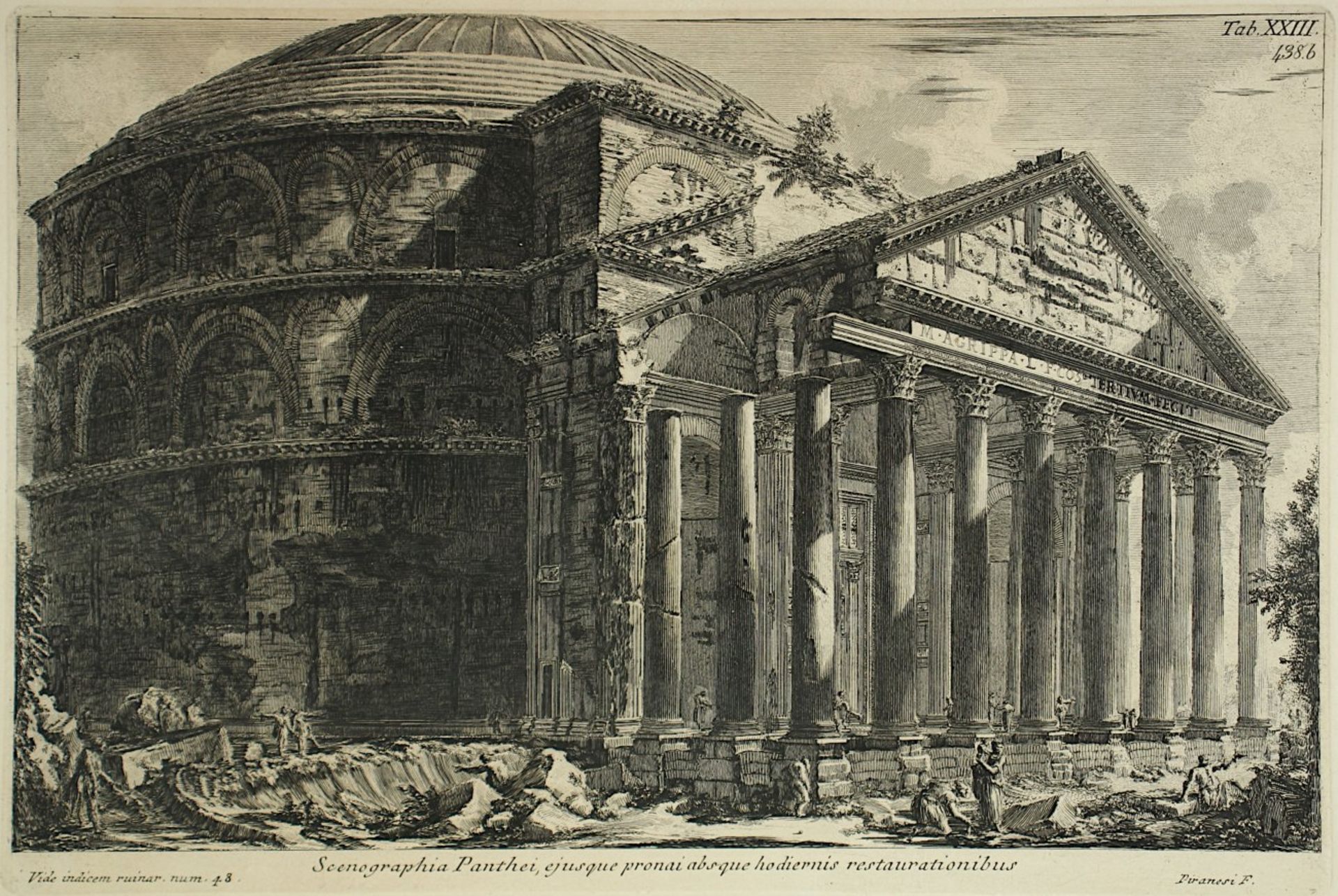 PIRANESI, "Pantheon", Hadriangrab, Vesta-Tempel, 25 x 35, drei Stiche, 19./20.Jh. - Bild 3 aus 4
