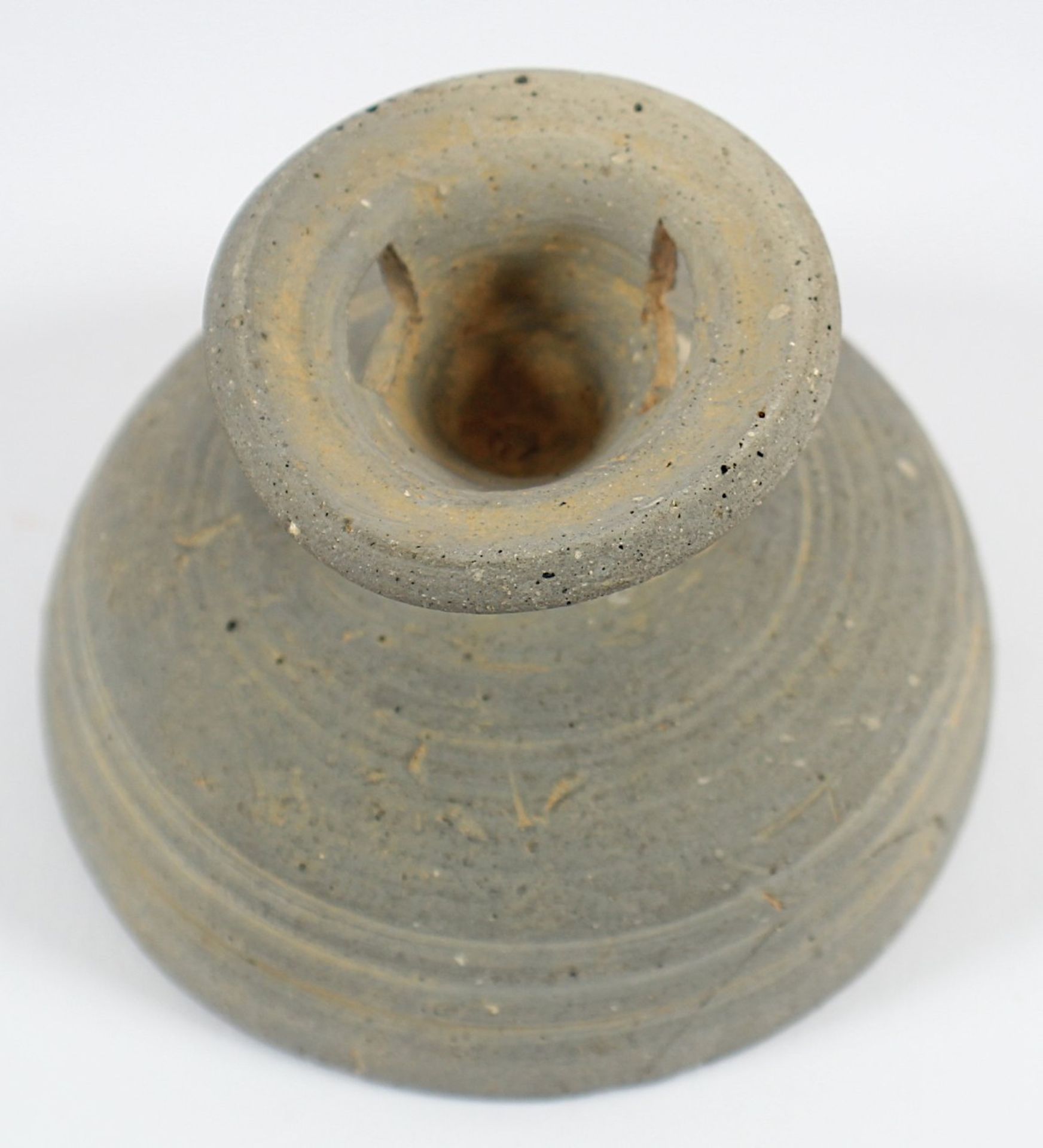 FUSS-SCHALE, Keramik, H 7, alter Klebezettel, KOREA, Silla-Periode - Bild 3 aus 3