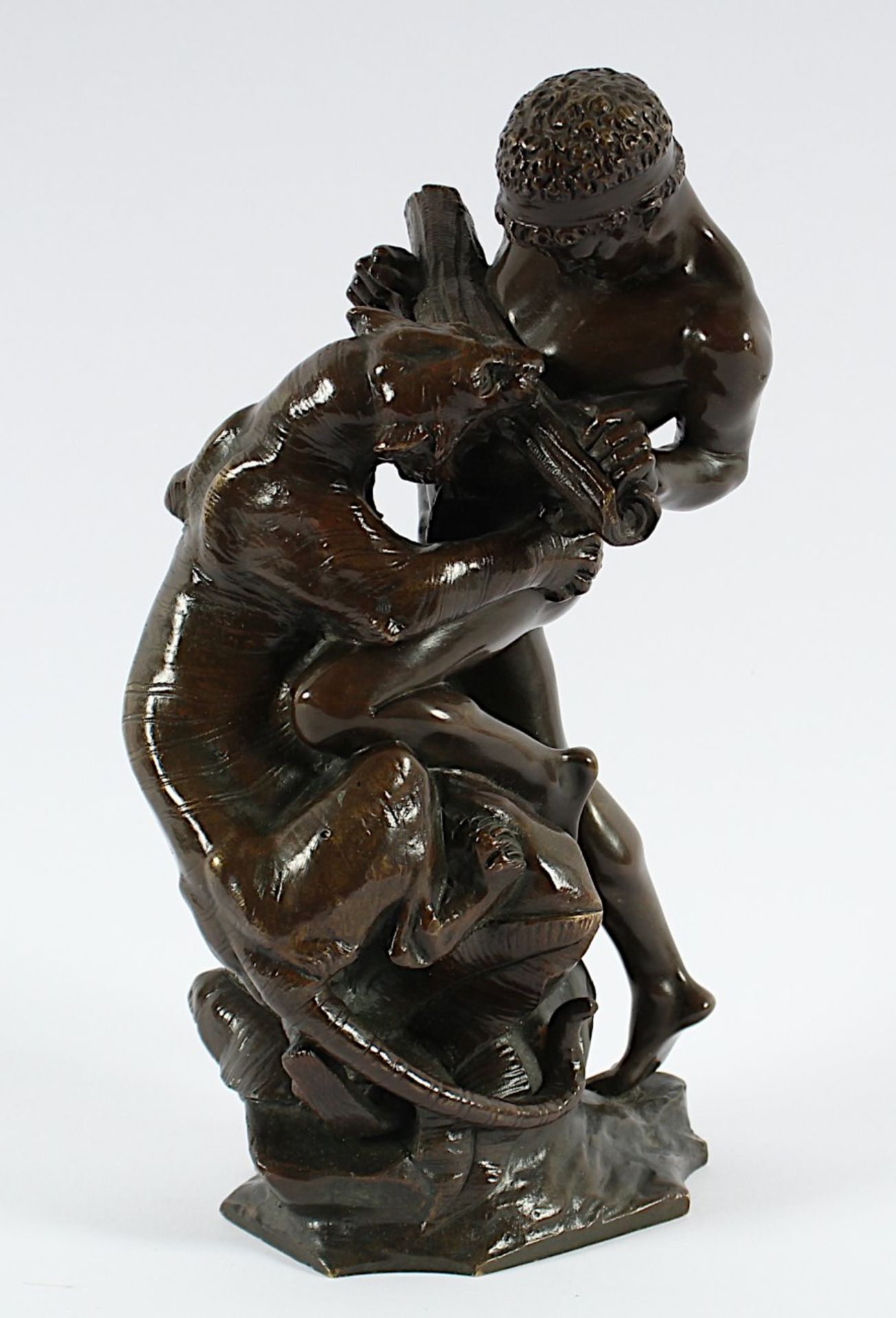 DROUOT, Edouard, "Lutte pour la vie - Tigerkampf", Bronze, H 24, auf dem Sockel signiert, Bronze-