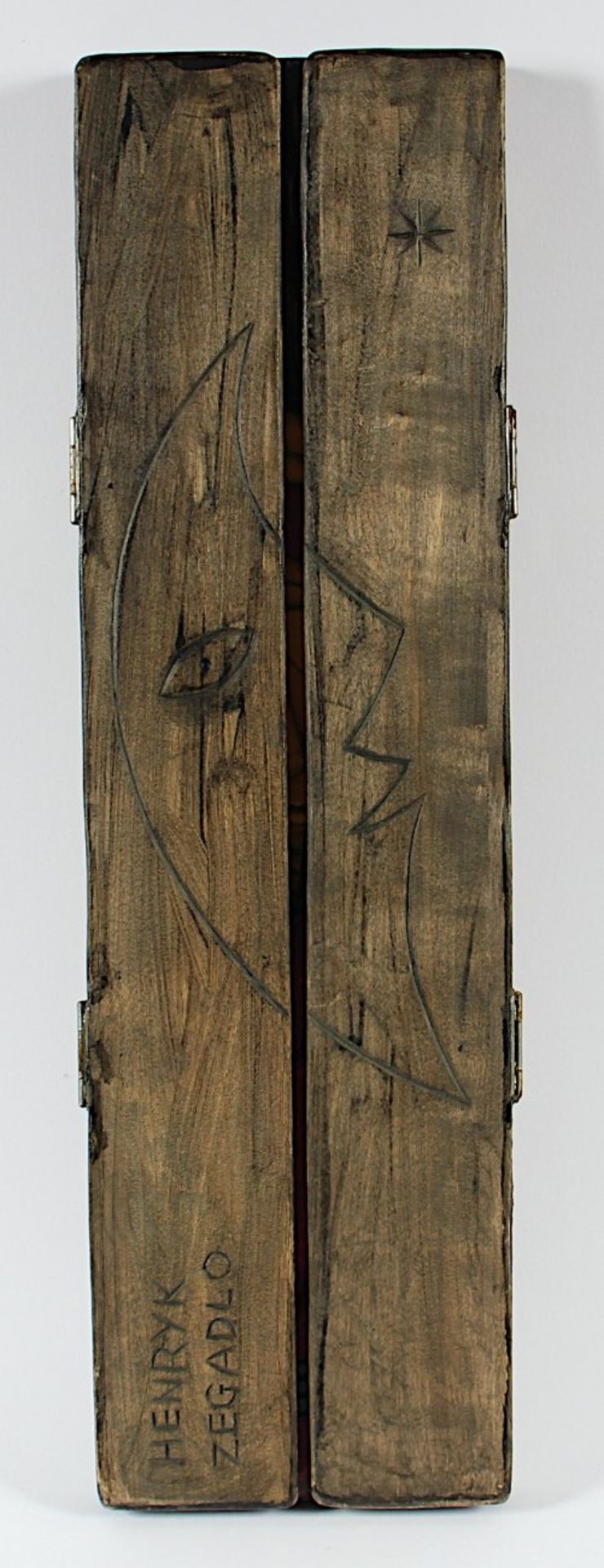 ZEGADLO, Henryk (1934-2011), Triptychon, Holz, bemalt, 53 x 32 (geöffnet), signiert - Bild 2 aus 2