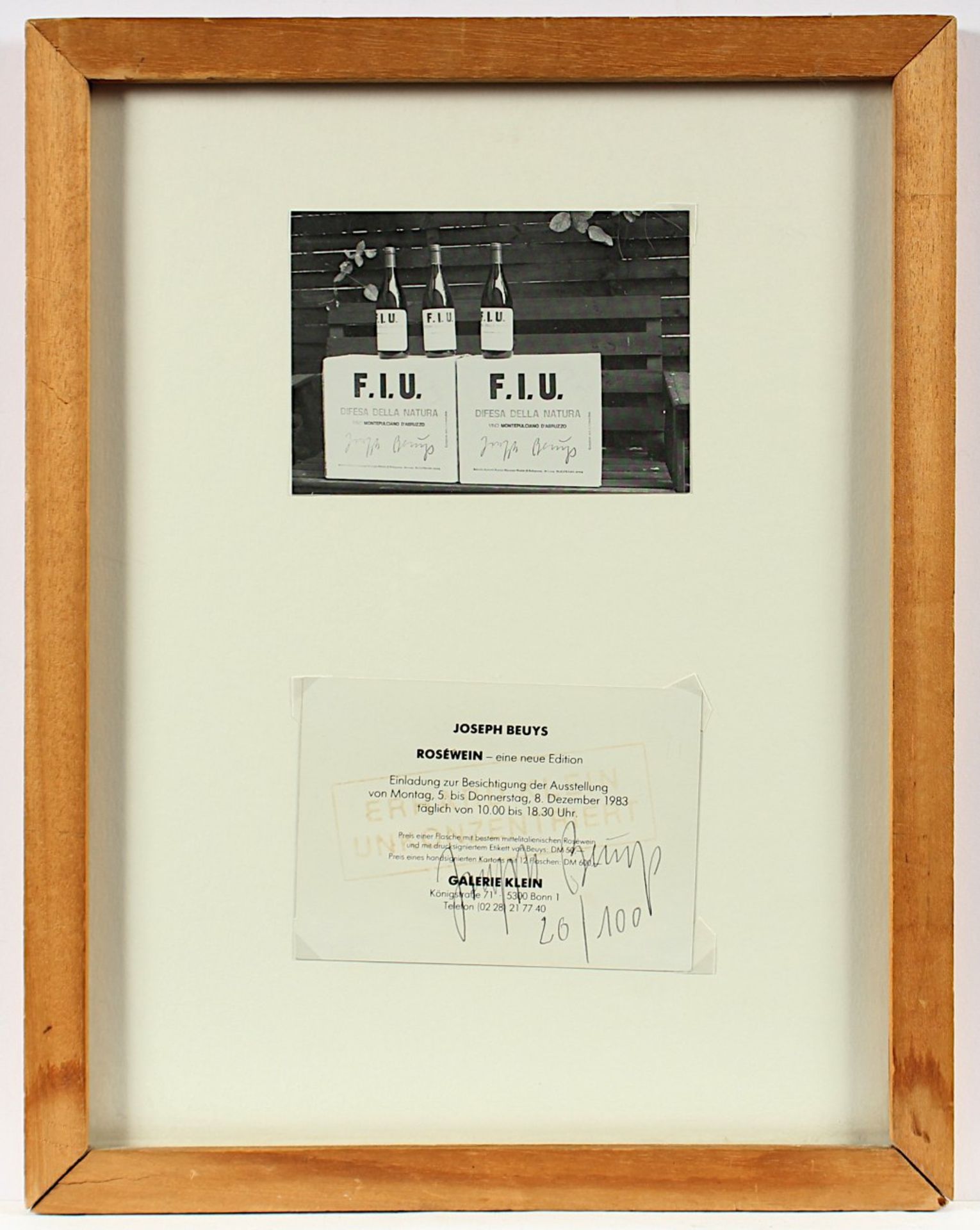 BEUYS, Joseph, "Roséwein eine neue Edition", Multiple 2 x 11 x 14,5, eine Karte nummeriert 20/100 - Bild 2 aus 2