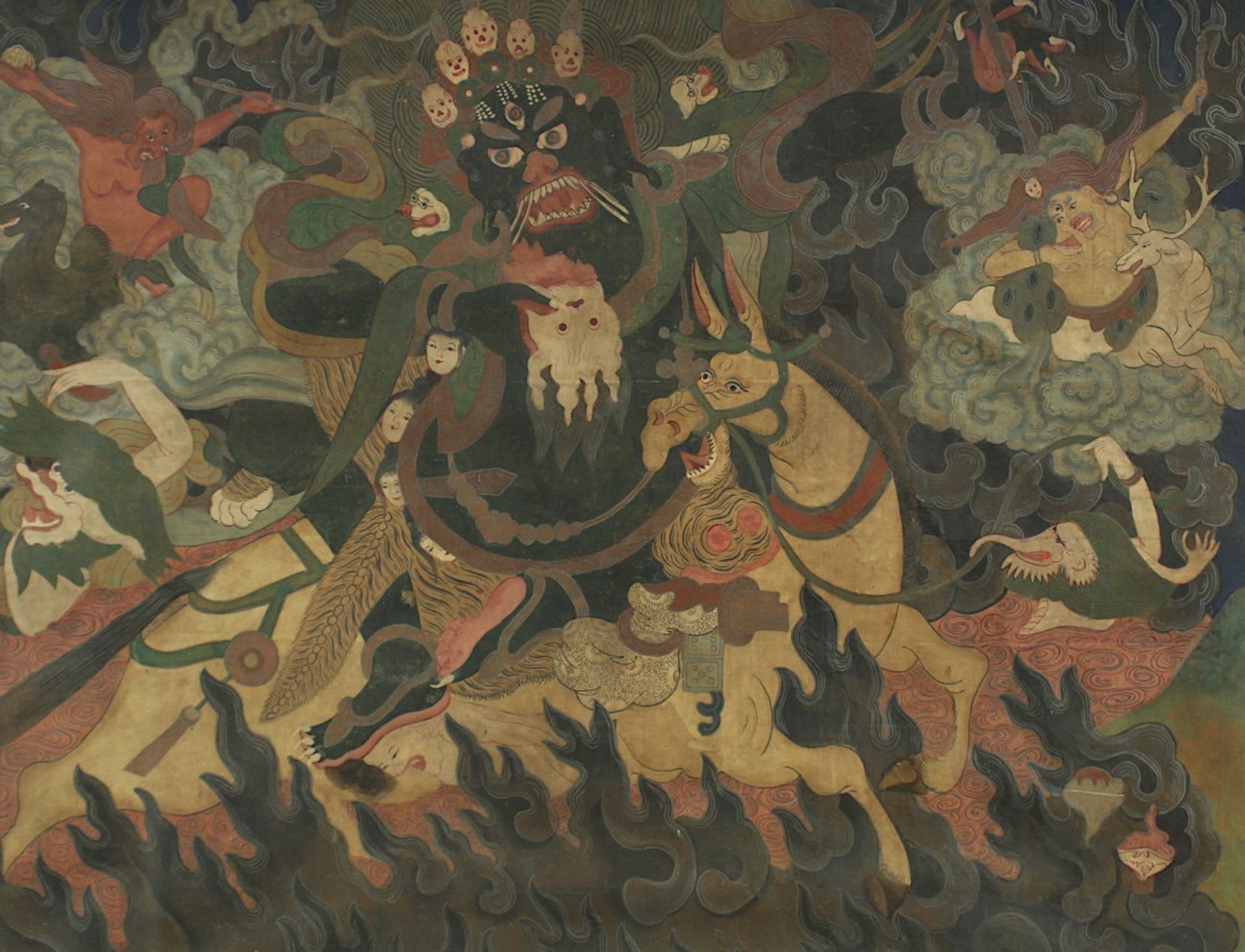 THANKA DER PALDEN LHAMO, Gouache auf Stoff, die Schutzgöttin der Dalai Lamas und der Panchen Lamas - Image 3 of 3