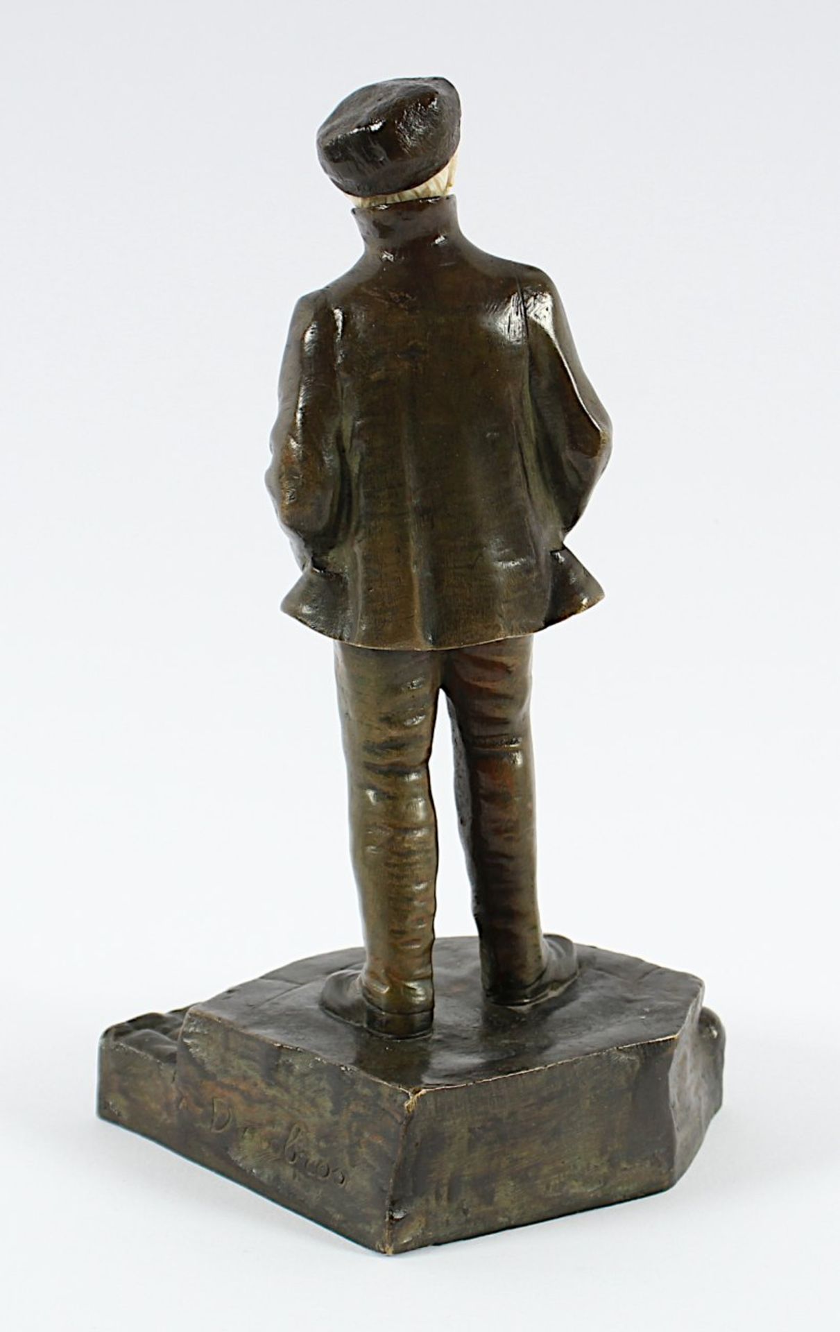 DAMBROS, um 1900, "Stehender junger Mann", Bronze, Elfenbeingesicht, H 21,5, signiert - Bild 3 aus 5