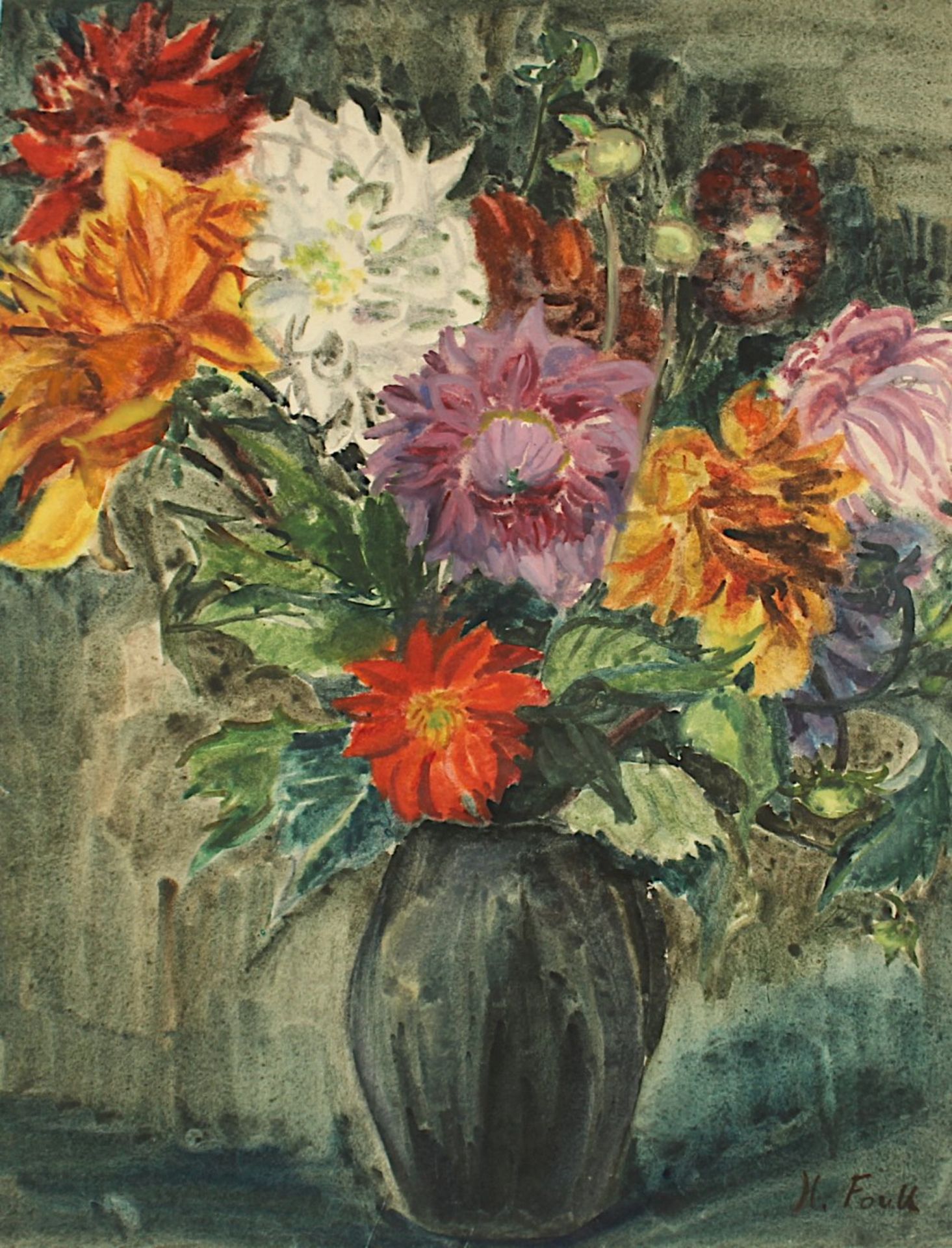 FONK, Hanna (1905-1969), "Blumenstilleben", Aquarell/Papier, 62,5 x 48, besch., unten rechts