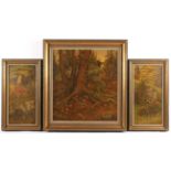 ROQUETTE, Kurt (1902-1965), Triptychon "Waldleben", Öl/Holz, 60 x 55, sowie die beiden