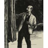 LIEBERMANN, Max, "Selbstbildnis vor der Staffelei", Original-Holzschnitt/Bütten, 13 x 10,5, aus "