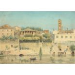 RONCI, L. (Italien um 1900), "Am Tiber in Rom", Aquarell/Papier, 27,5 x 38, besch., unten links