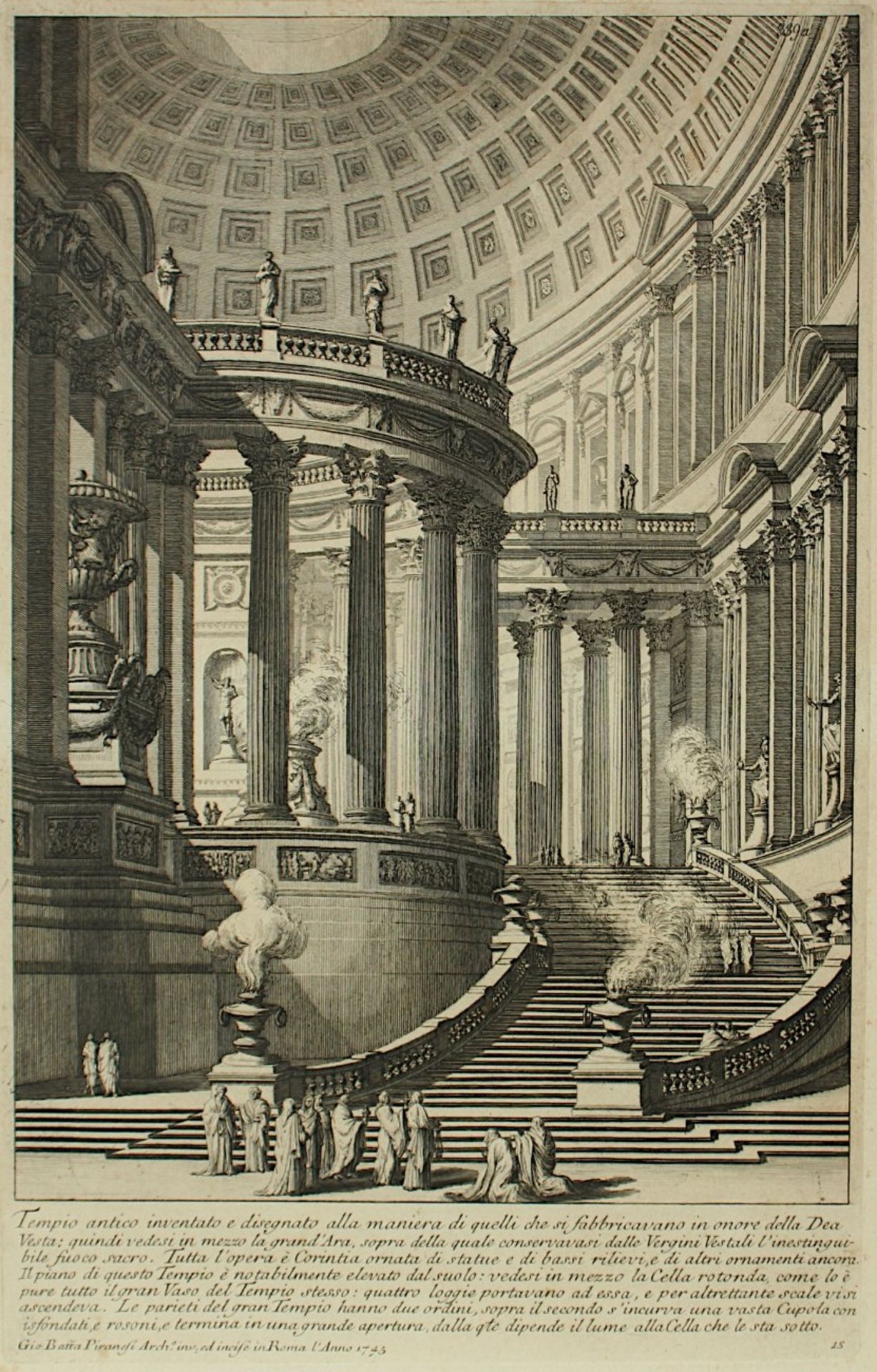 PIRANESI, "Pantheon", Hadriangrab, Vesta-Tempel, 25 x 35, drei Stiche, 19./20.Jh. - Bild 2 aus 4