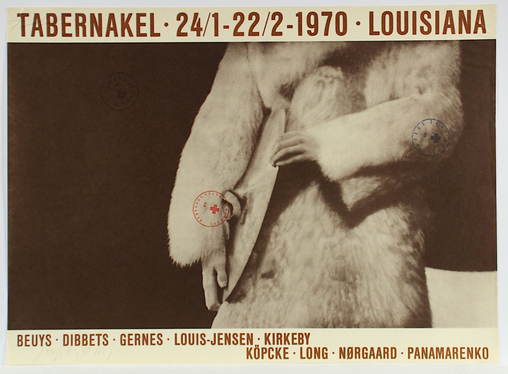 BEUYS, Joseph, "Tabernakel 24/1-22/21970 Louisiana", Offset, 62 x 84,5, handsigniert, gestempelt, an