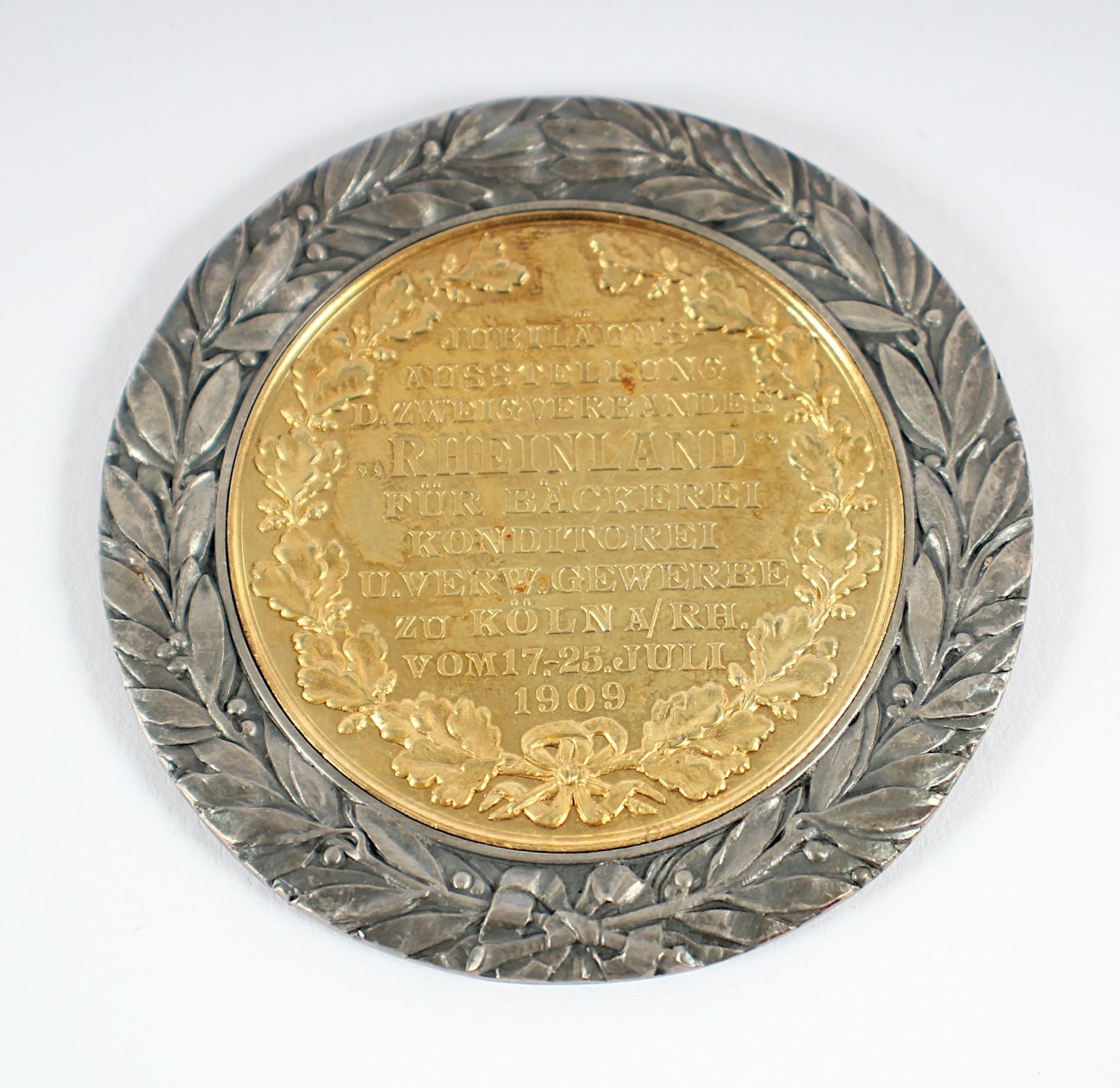 MEDAILLE RHEINLAND 1909, Bronze, vergoldet und versilbert, anlässlich einer Ausstellung für Bäckerei - Image 2 of 3