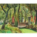 FONK, Hanna (1905-1969), "Am Hoftor", Aquarell/Papier, 49 x 61, besch. und rest., unten links