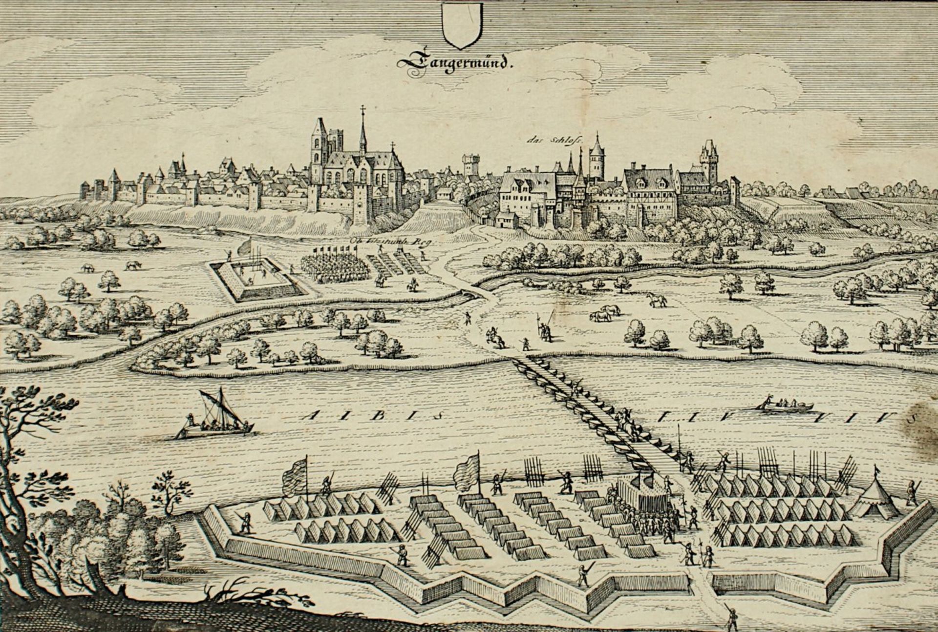 KONVOLUT ALTE GRAFIK, bestehend aus Merian-Ansichten von Tangermünde, Ingolstadt, Benfeld, Karte von - Bild 8 aus 10