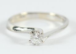 SOLITÄRRING, 750/ooo Weißgold, besetzt mit einem Diamant von ca. 0,10 ct., RG 47, 1,5g