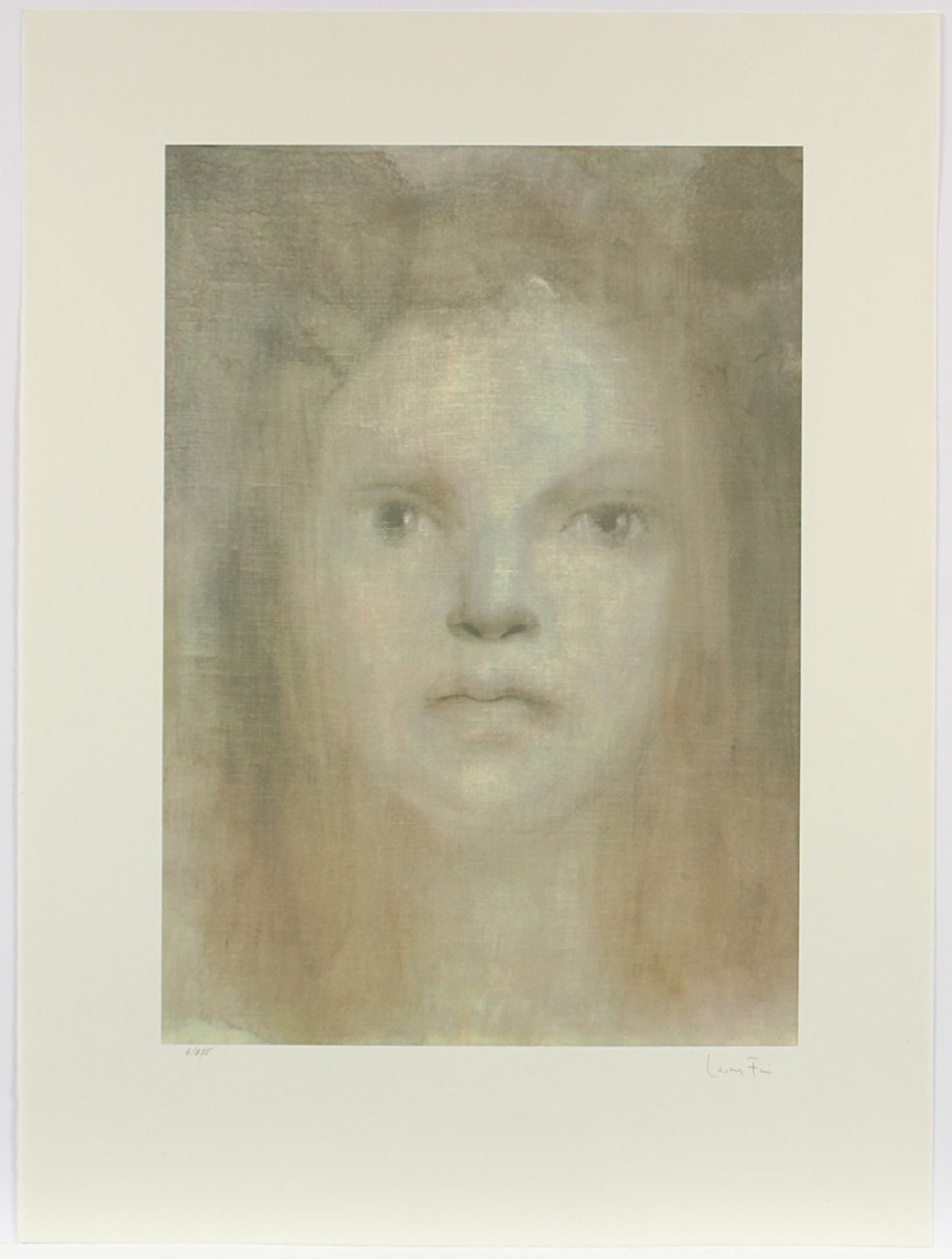 FINI, Leonor, "Tête de femme", Farbgrafik, 55 x 39, nummeriert 6/275, handsigniert, ungerahmt - Bild 2 aus 2