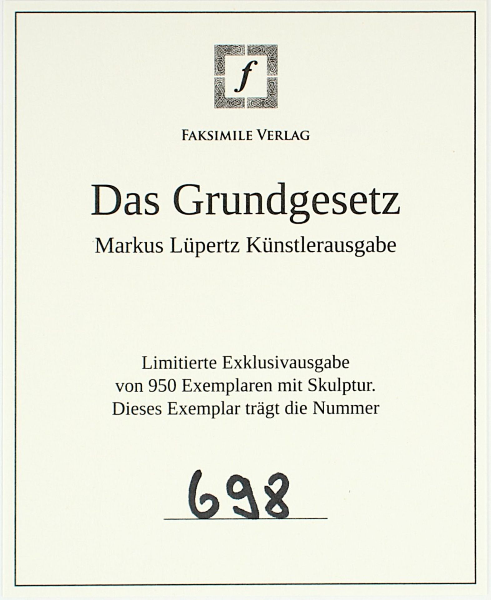 LÜPERTZ, Markus, "Grundgesetz", Bronze, mit leuchtend roter Farbe bemalt/patiniert, verso am - Image 5 of 6