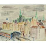 DIENER, Rolf (1906-1988), "Ansicht aus Hamburg", Aquarell/Papier, 37 x 46 (