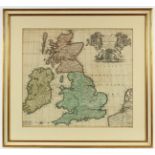 ENGLAND - GROSSBRITTANNIEN, "Totius Angliae, Scottiae et Hiberniae", kolorierter Kupferstich, 50 x