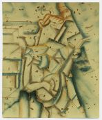 LAUTENSPIELER, im geometrischen Stil, Mischtechnik wohl auf Holz, 92 x 76