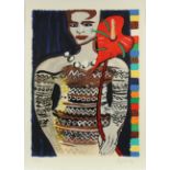 BACH, Elvira, "Frau mit Herz", Farbserigrafie, 103 x 77, bez. EA, handsigniert und datiert '97,