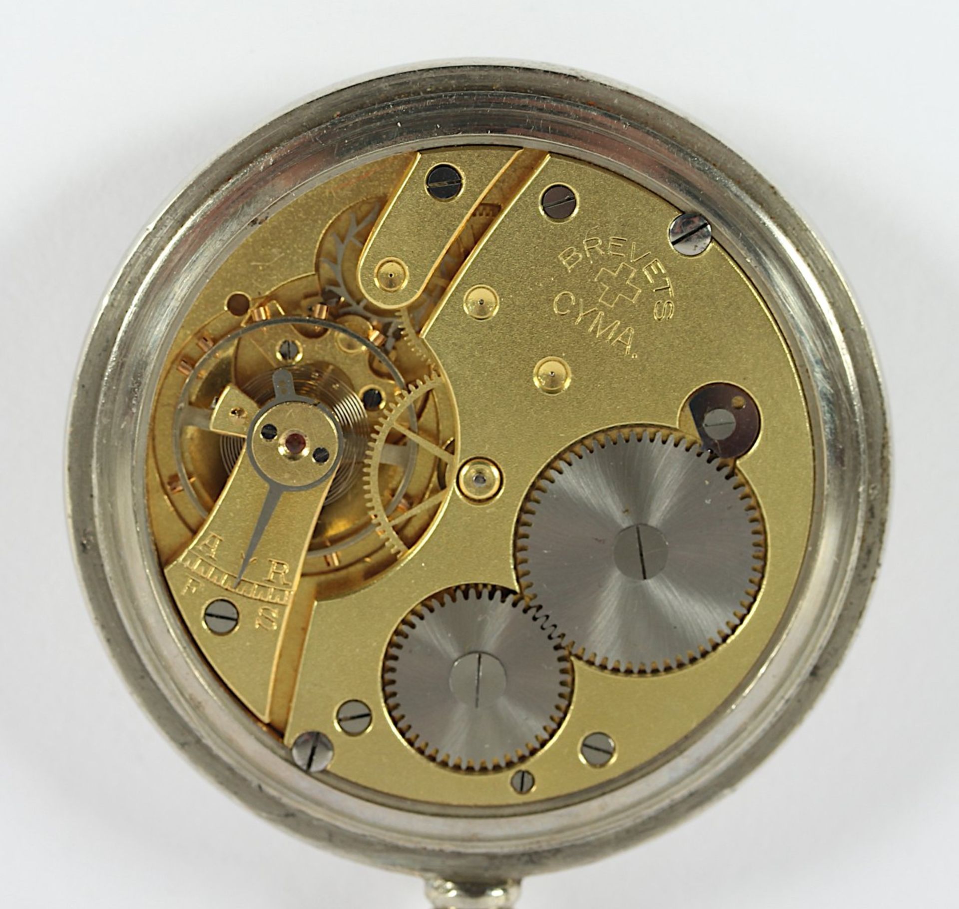 HERRENTASCHENUHR, Nickel, Marke: A.BRENNER, weißes Zifferblatt mit römischen Ziffern und separater - Bild 2 aus 2