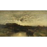 MUNTHE, Ludwig (1841-1896), "Abend vor dem Dorf", Öl/Lwd., 63 x 108, doubliert, unten links