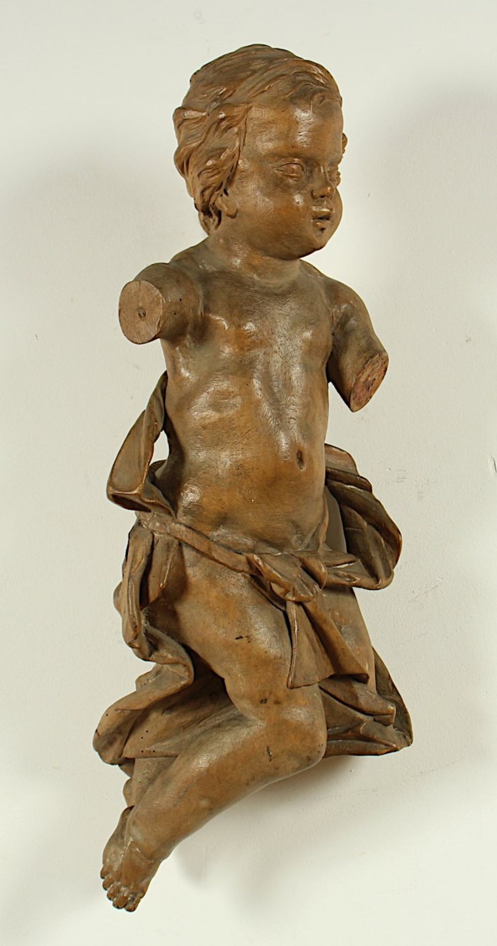 PUTTO, Lindenholz, geschnitzt, besch., L 68, DEUTSCH wohl 18.Jh. - Bild 2 aus 3