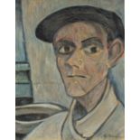 NAGEL, O. (Maler um 1930), "Portrait eines Arbeiters", Öl/Hartfaser, 50 x 40, unten rechts signiert,