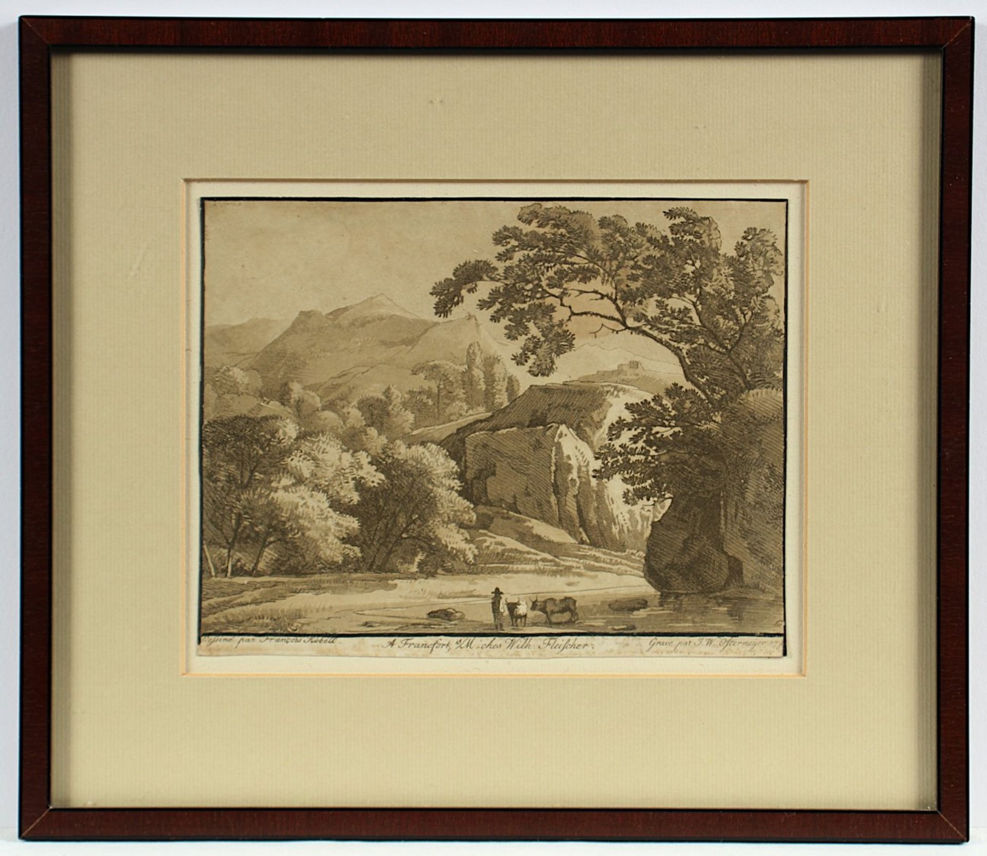KOBELL, Franz, "Landschaft", 14,5 x 19, gestochen von Ostermeyer, um 1795, R.