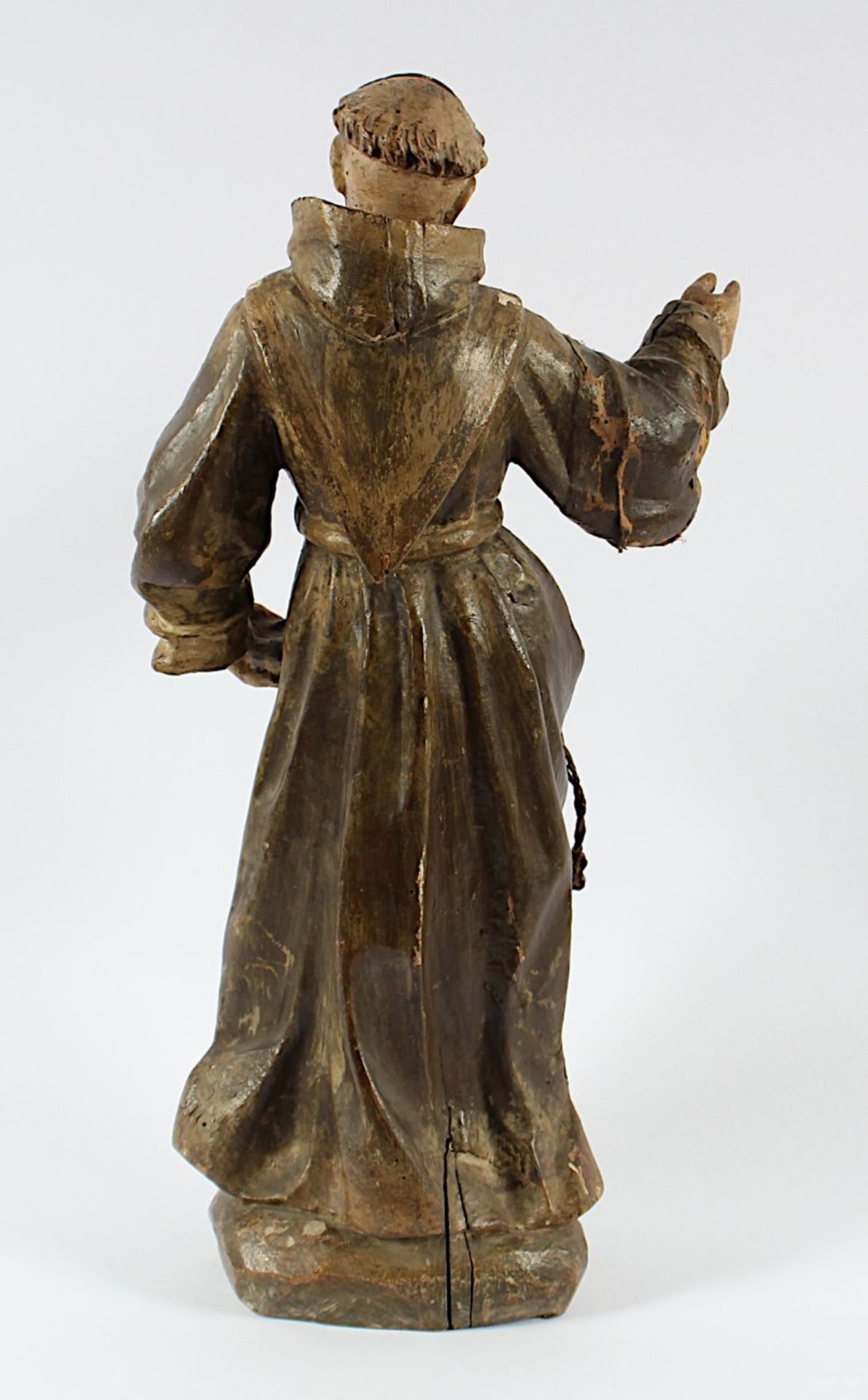 HEILIGER FRANZISKUS, Holzfigur, geschnitzt, farbig gefasst, H 46, besch., DEUTSCH, A.19.Jh. - Bild 3 aus 4