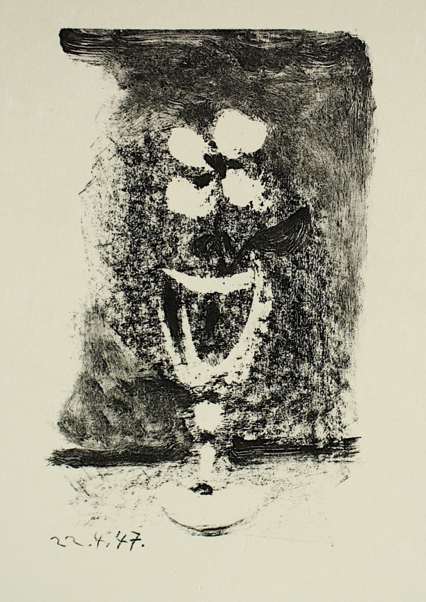 PICASSO, Pablo, "Fleurs dans un verre N.5." Original-Lithographie/Japan, 24 x 15, im Stein