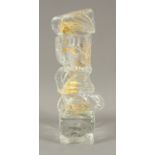 NASON, Ermanno, "o.T.", Objekt, farbloses Glas mit Blattgoldeinschmelzungen, H 34