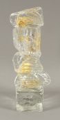 NASON, Ermanno, "o.T.", Objekt, farbloses Glas mit Blattgoldeinschmelzungen, H 34