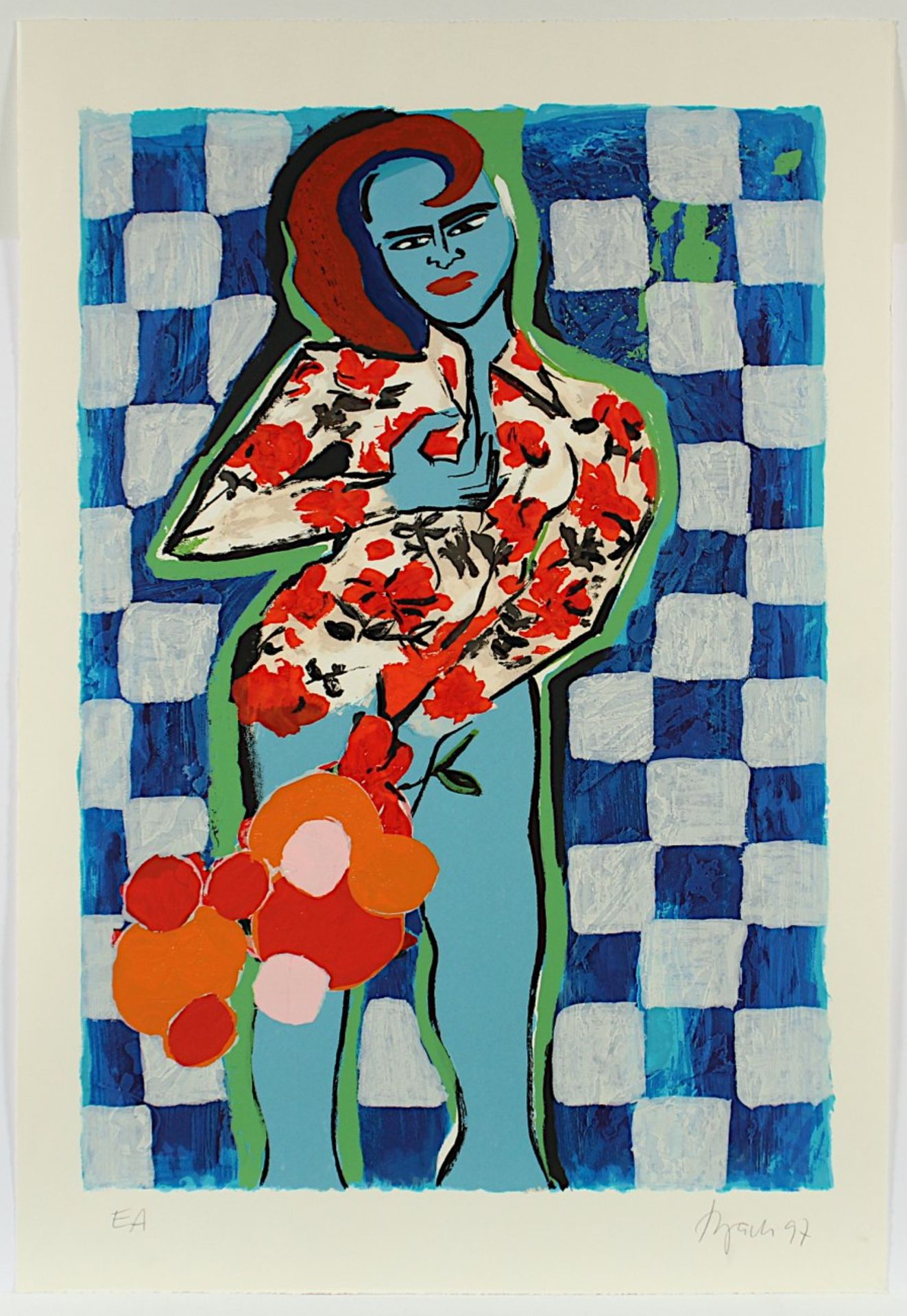 BACH, Elvira, "Flower power", Farbserigrafie, 103 x 77, bez. EA, handsigniert und datiert '97,