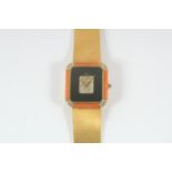 ARMBANDUHR, 750/ooo Gelbgold, Marke: PIERCE, schwarzes Zifferblatt mit Diamanteinlage, Saum aus