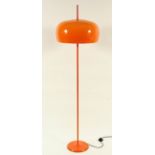 DESIGN-STEHLAMPE, Metall, orange lackiert, orangefarbener Kunststoff, dreiflammig, H 170, gemarkt