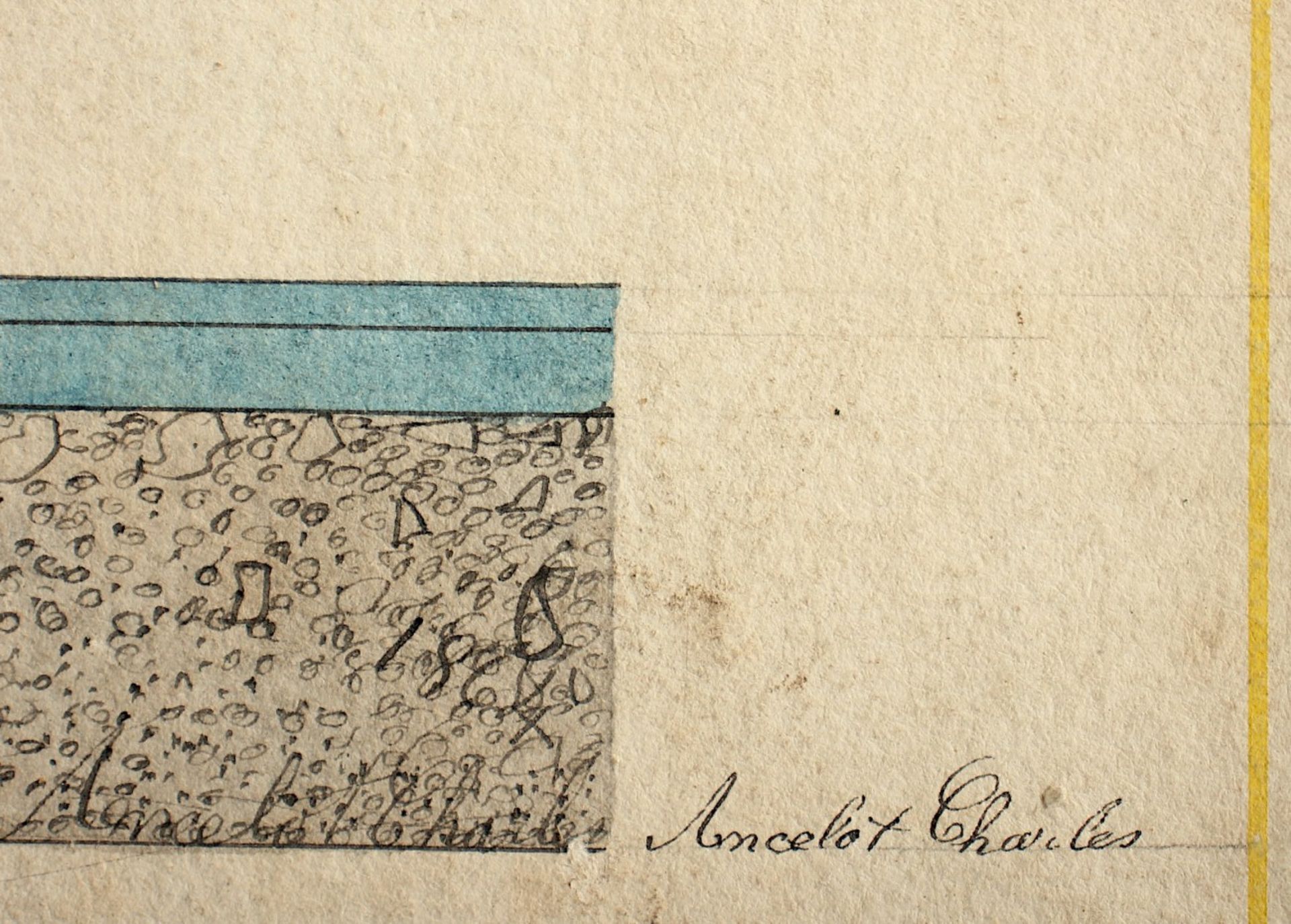 ANCELOT, Charles (Zeichner des 19.Jh.), "Dampflokomotive", Tusche/Aquarell/Papier, 50 x 79, unten - Bild 2 aus 2