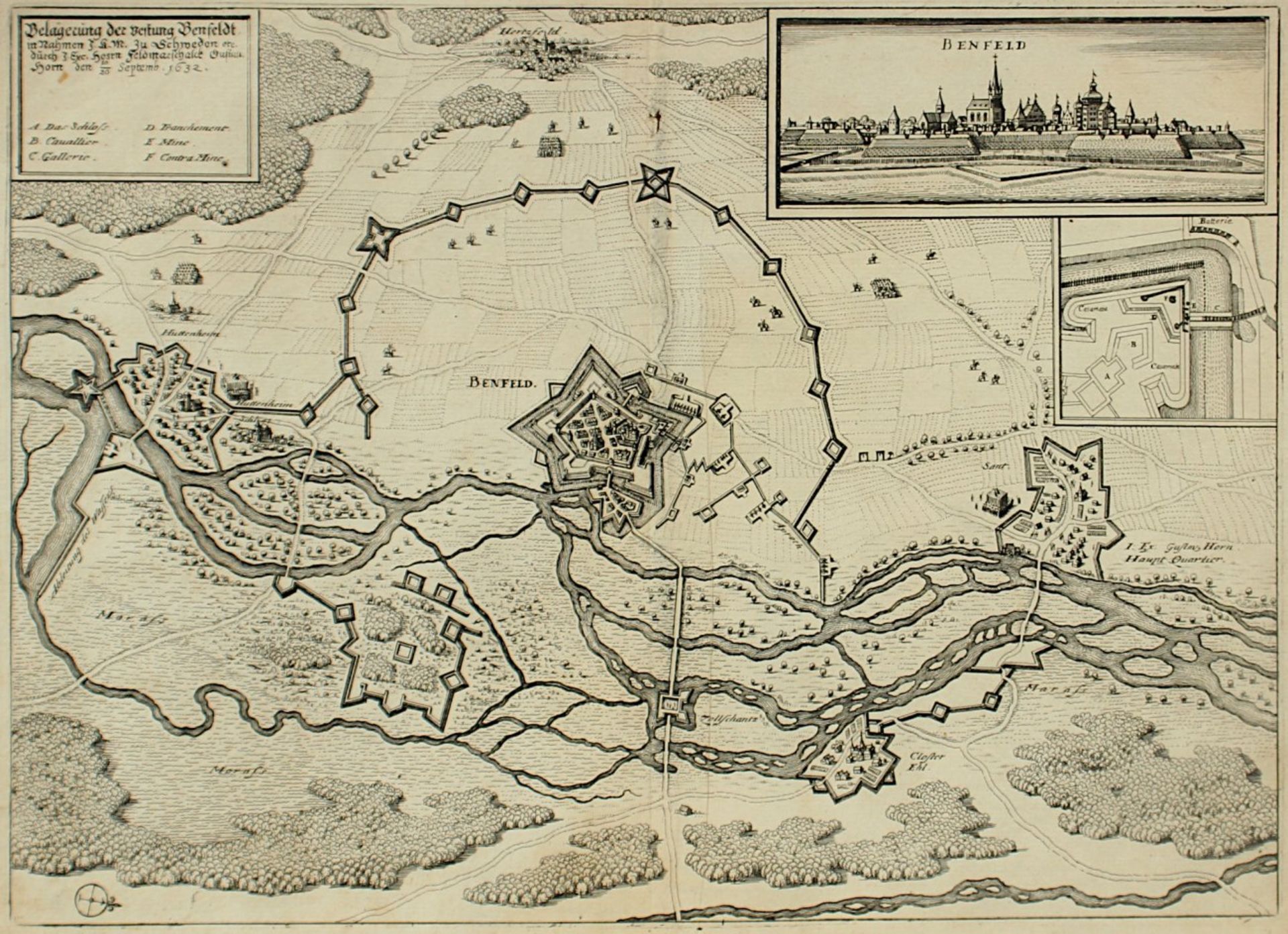KONVOLUT ALTE GRAFIK, bestehend aus Merian-Ansichten von Tangermünde, Ingolstadt, Benfeld, Karte von - Bild 5 aus 10