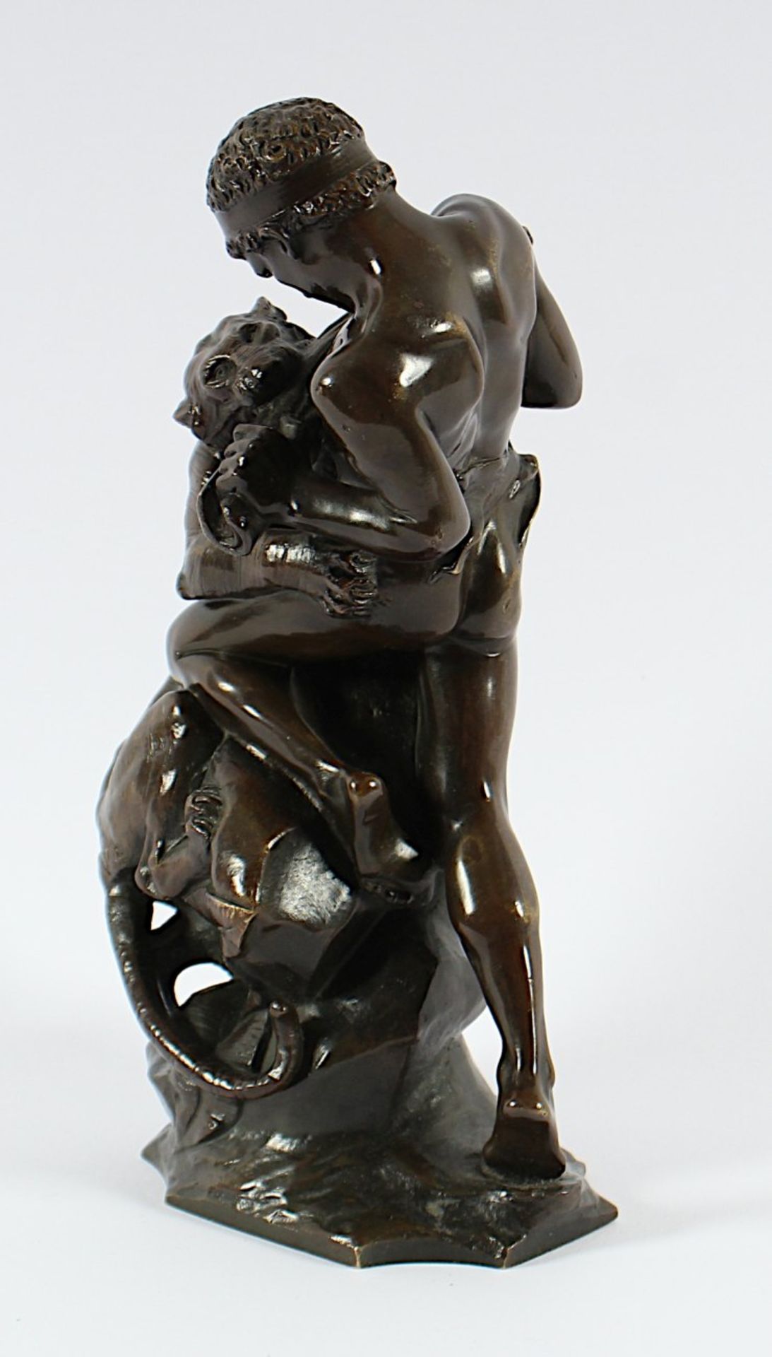 DROUOT, Edouard, "Lutte pour la vie - Tigerkampf", Bronze, H 24, auf dem Sockel signiert, Bronze- - Bild 4 aus 5