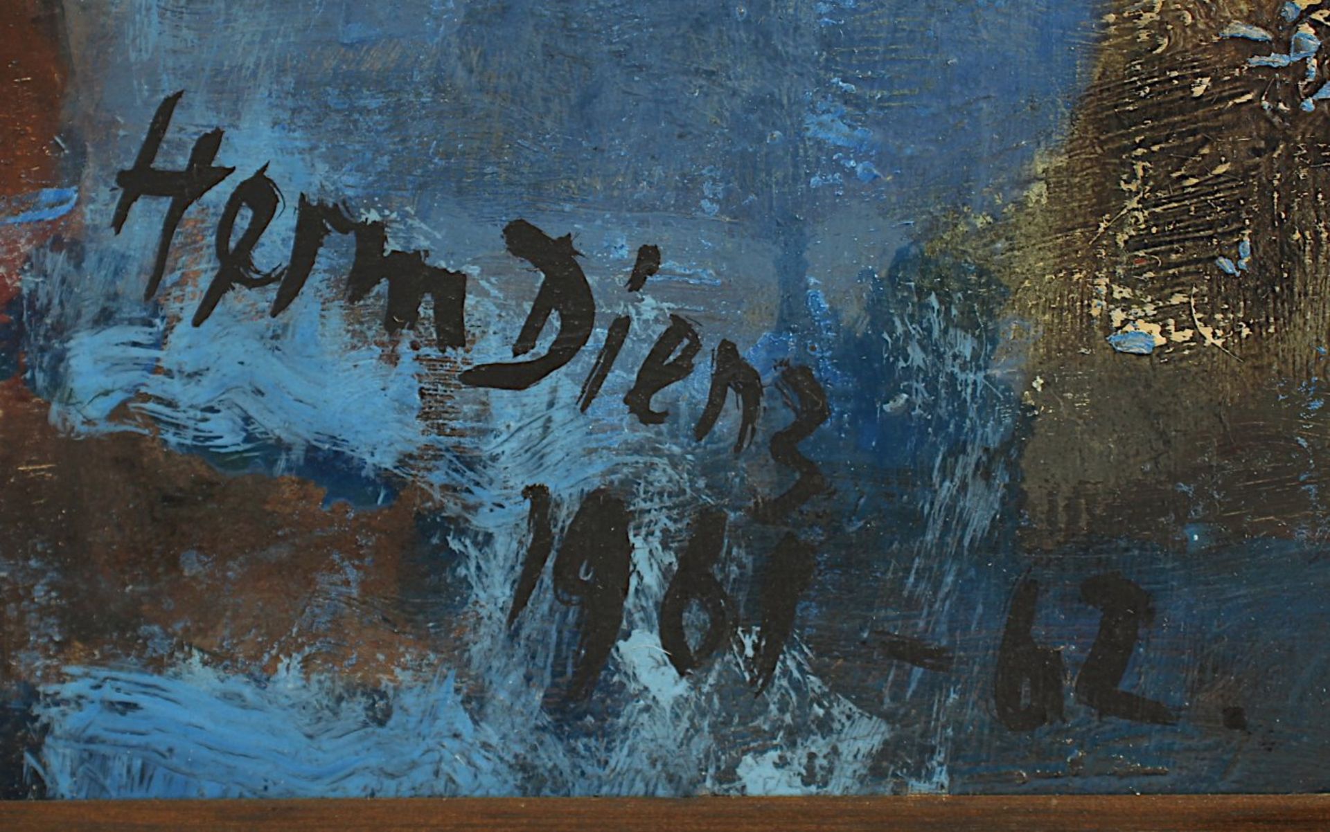 DIENZ, Herm, "o.T.", Öl/Hartfaser, 91 x 74, unten rechts signiert und datiert 1961-62, R. - Bild 3 aus 3