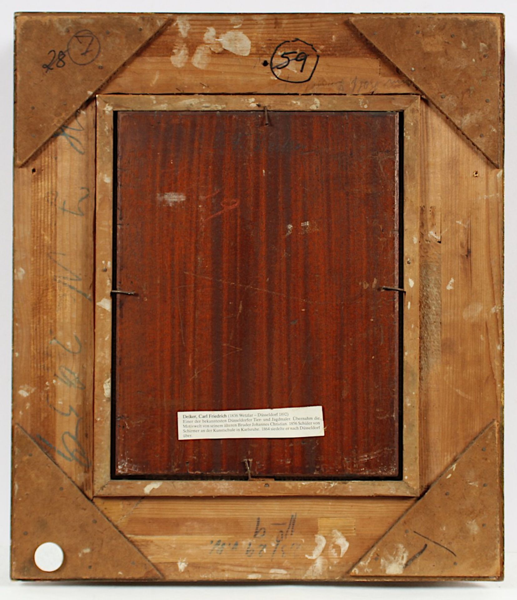 DEIKER, Carl Friedrich (1836-1892), "Rehbock", Öl/Holz, 29 x 22,5, unten mittig signiert, R. - Bild 4 aus 4