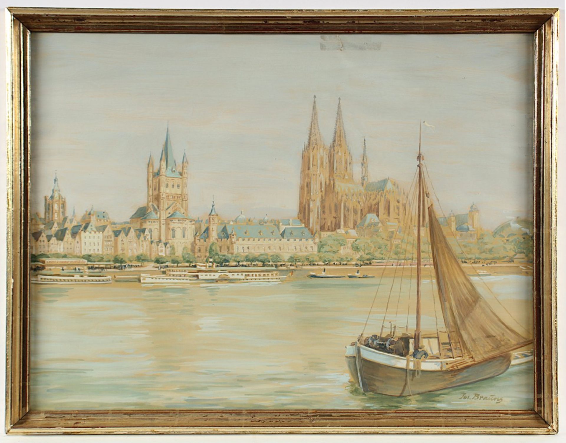 BRAUNS, Josef (Maler A.20.Jh.), "Blick auf Alt Köln", Aquarell/Gouache/Papier, 52 x 68, besch.,