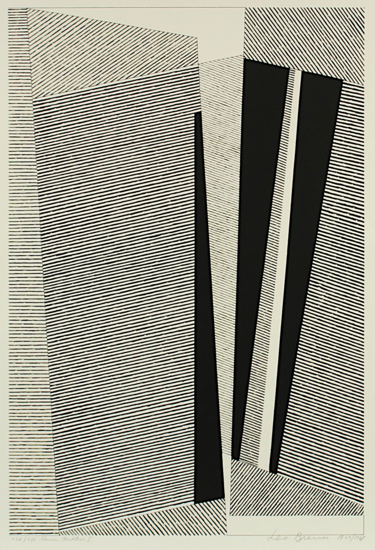 BREUER, Leo, "Raum Struktur I", Serigrafie, 72 x 48, nummeriert 134/150, betitelt, handsigniert