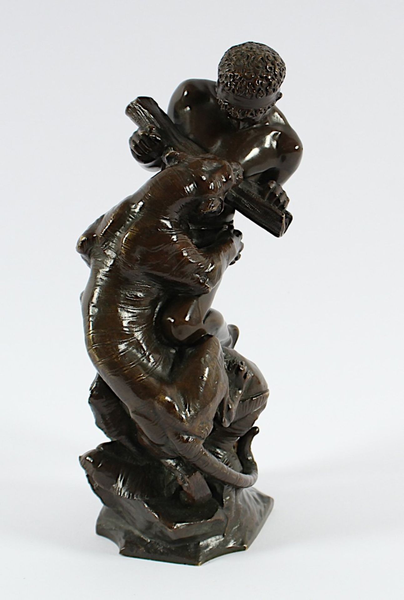 DROUOT, Edouard, "Lutte pour la vie - Tigerkampf", Bronze, H 24, auf dem Sockel signiert, Bronze- - Bild 2 aus 5