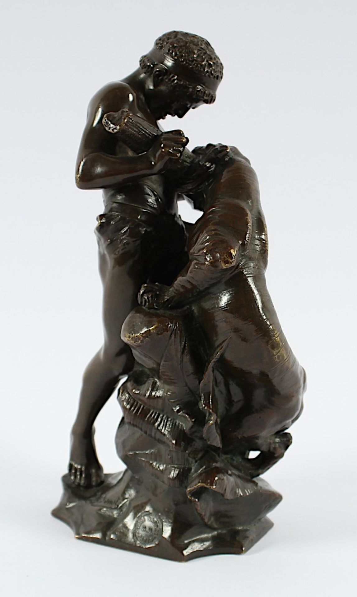 DROUOT, Edouard, "Lutte pour la vie - Tigerkampf", Bronze, H 24, auf dem Sockel signiert, Bronze- - Bild 3 aus 5