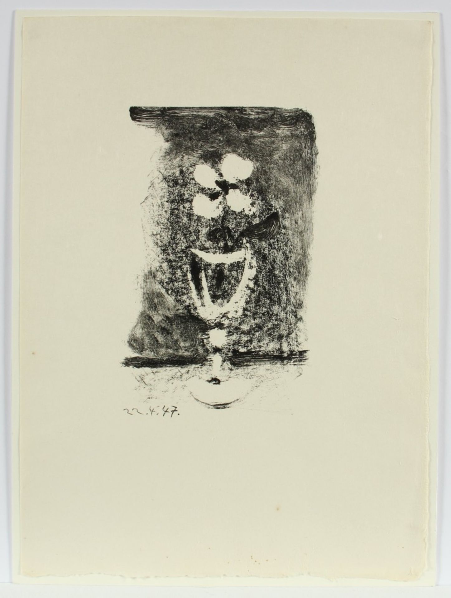 PICASSO, Pablo, "Fleurs dans un verre N.5." Original-Lithographie/Japan, 24 x 15, im Stein - Image 2 of 2
